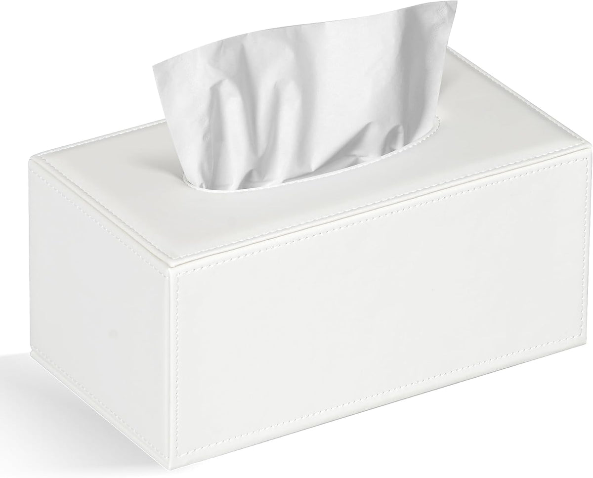 Colylan Tissue Box Cover Rectangular Tissue Box Holder for Bathroom (White)
