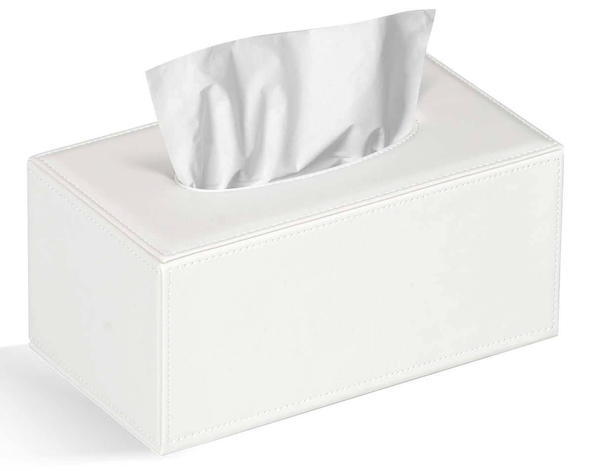 Colylan Tissue Box Cover Rectangular Tissue Box Holder for Bathroom (White)