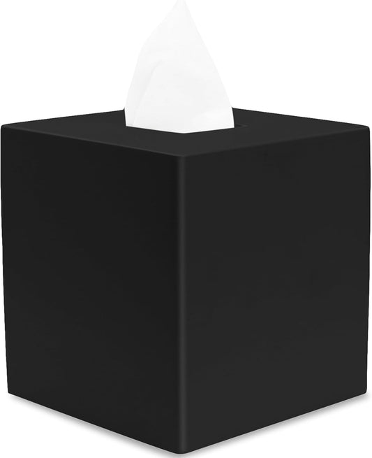 Yew Design Matte Black Square Tissue Box Cover
