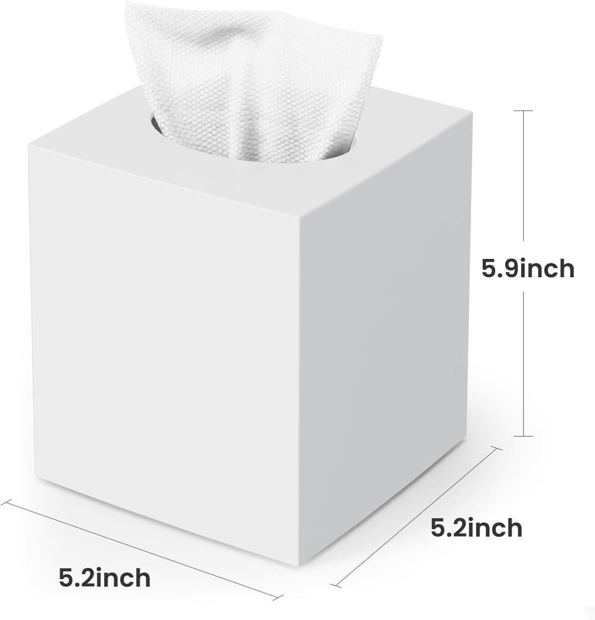 Tissue Box Cover, Square Plastic Tissue Holder with Non-Slip Base, White