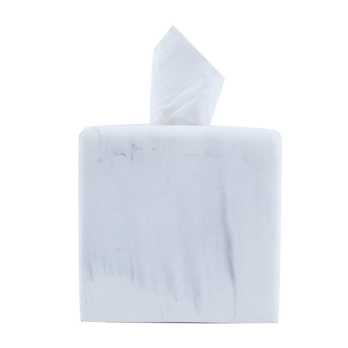 Hymmah Tray Tissue Box Cover Holder Unique Cube Design Tissue Dispenser Cover Decor for Vanity Counter Tops Also Great for Bedroom and Living Room White