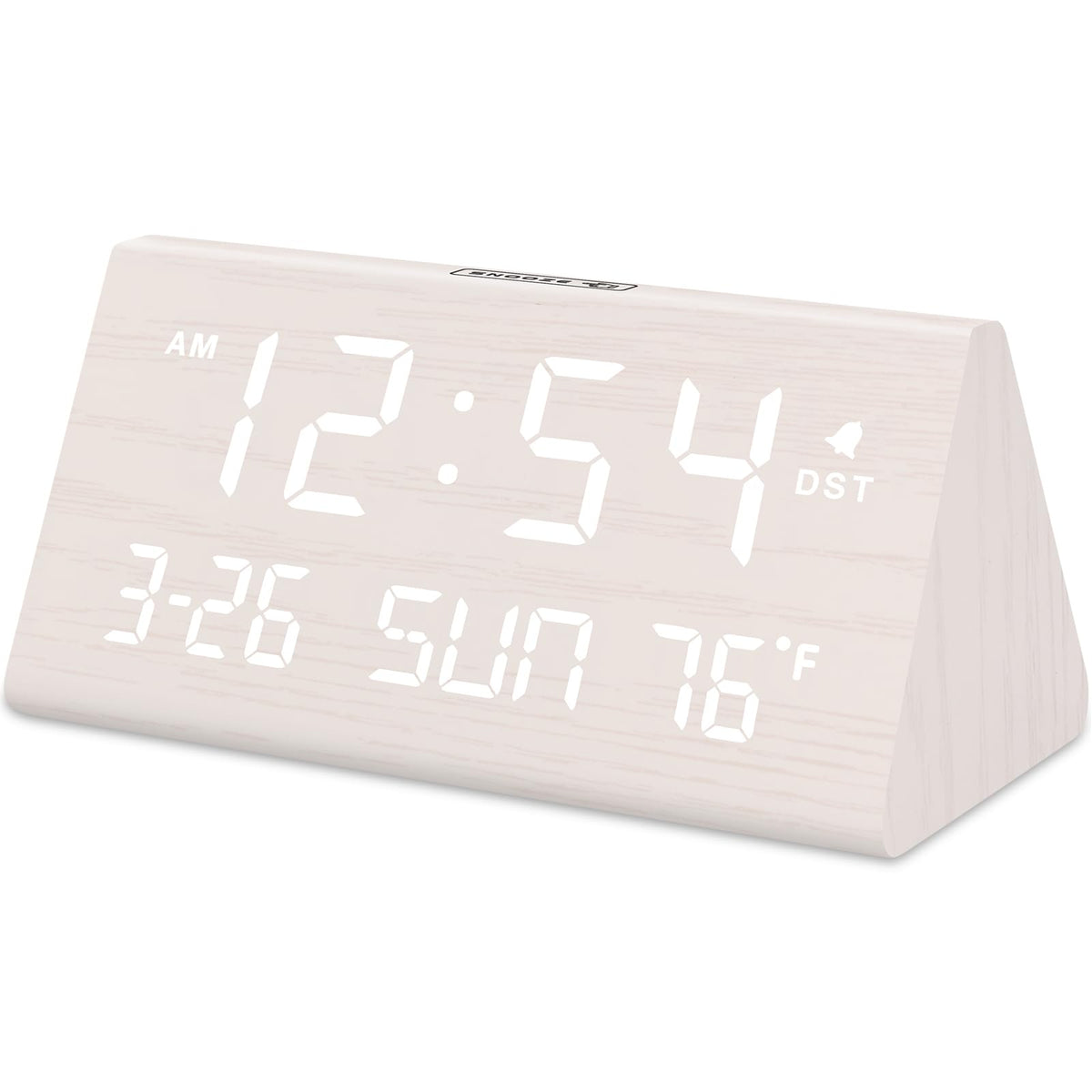 DreamSky Digital Alarm Clock for Bedrooms - Wooden Desk Clock with Date