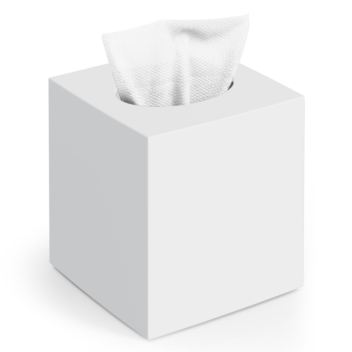 Tissue Box Cover, Square Plastic Tissue Holder with Non-Slip Base, Black