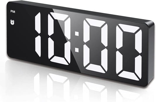 AMIR Digital Alarm Clock, LED Clock for Bedroom, Electronic Desk Clock with Type-C Port Adjustable Brightness DST Snooze 12/24H Display for Home Office