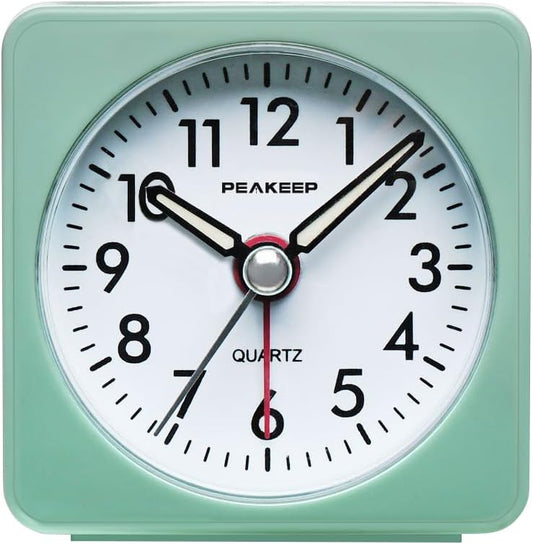 Peakeep Ultra Small, Battery Travel Alarm Clock with Snooze and Light