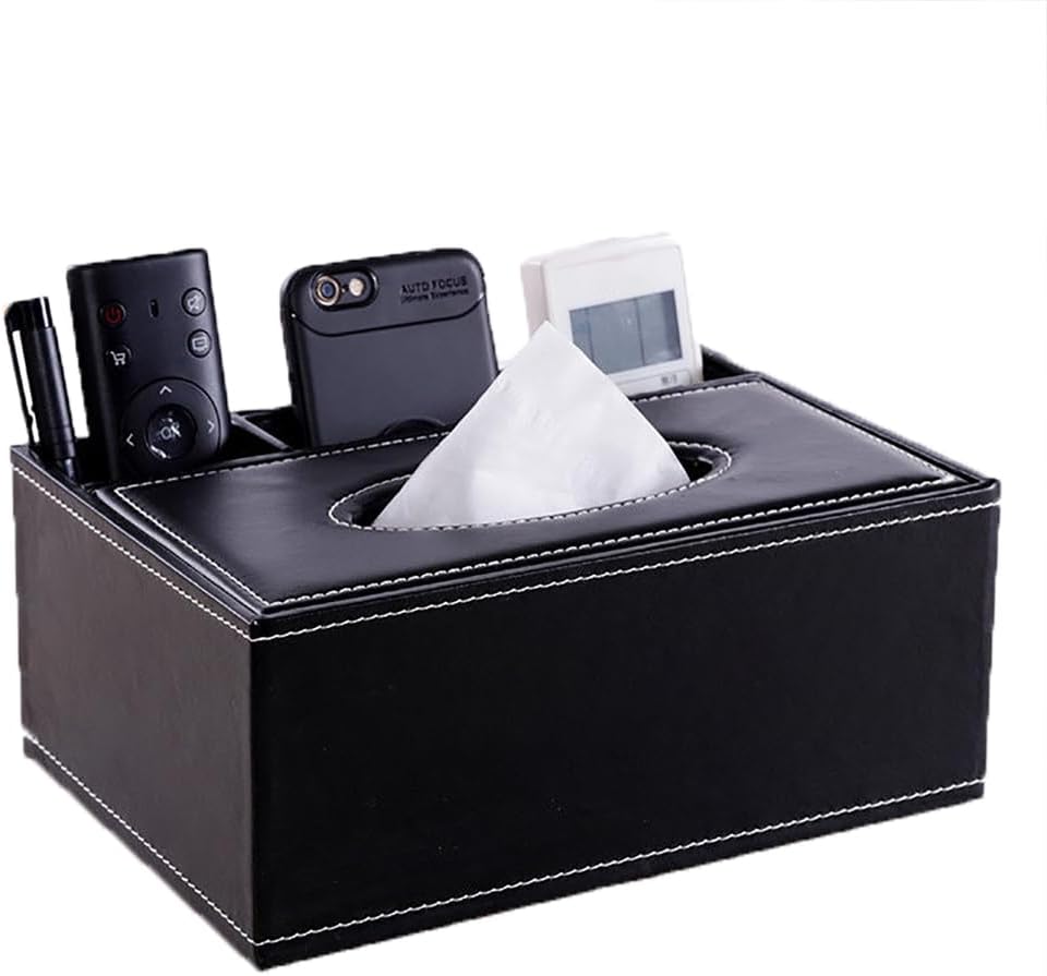 PU Leather Household Office Rectangular Tissue Box Storage Organizer Box