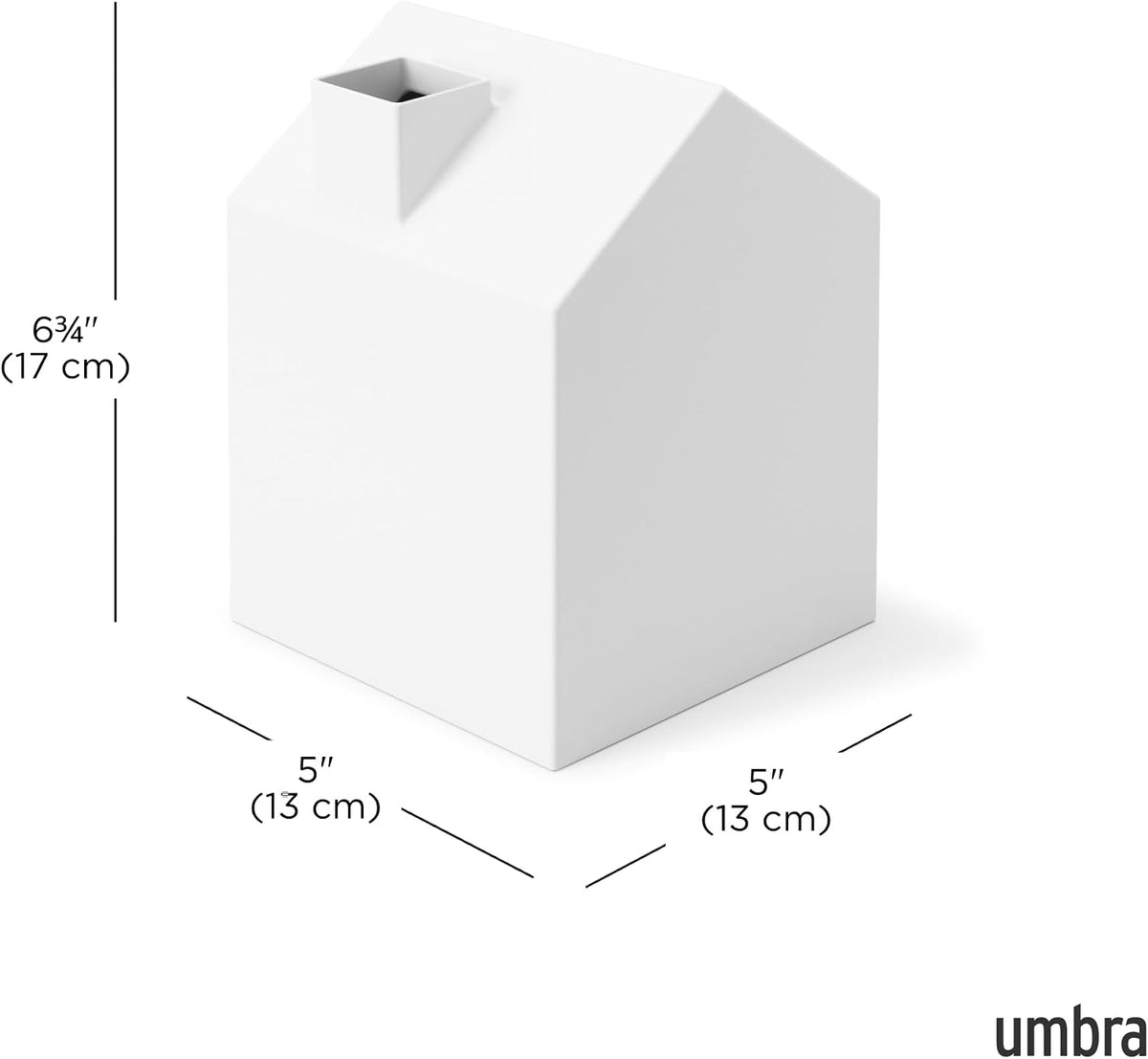 Umbra Casa Tissue Box Cover, House Shaped Kleenex Box Holder, Square, White