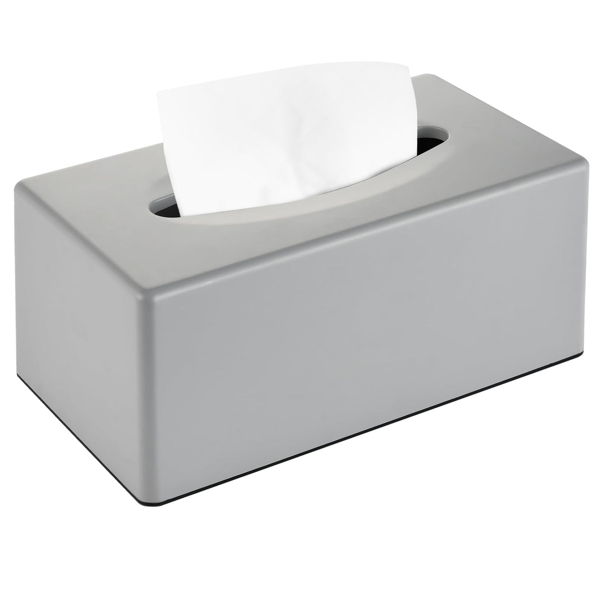 Y-in Hand Tissue Box Cover, Rectangle Facial Tissue Holder with Bottom, Decorative Storage Organizer Box for Bathroom Vanity, Countertops, Dressers, Night Stand, Parlors and Offices - Matte Black