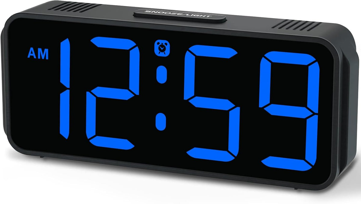 Peakeep Small Digital Alarm Clock for Bedroom, Large Number, Battery Backup