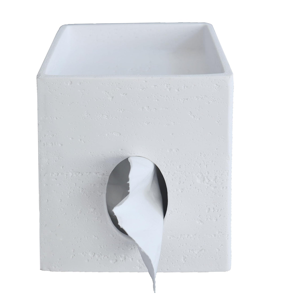 Hymmah Tray Tissue Box Cover Holder Unique Cube Design Tissue Dispenser Cover Decor for Vanity Counter Tops Also Great for Bedroom and Living Room White
