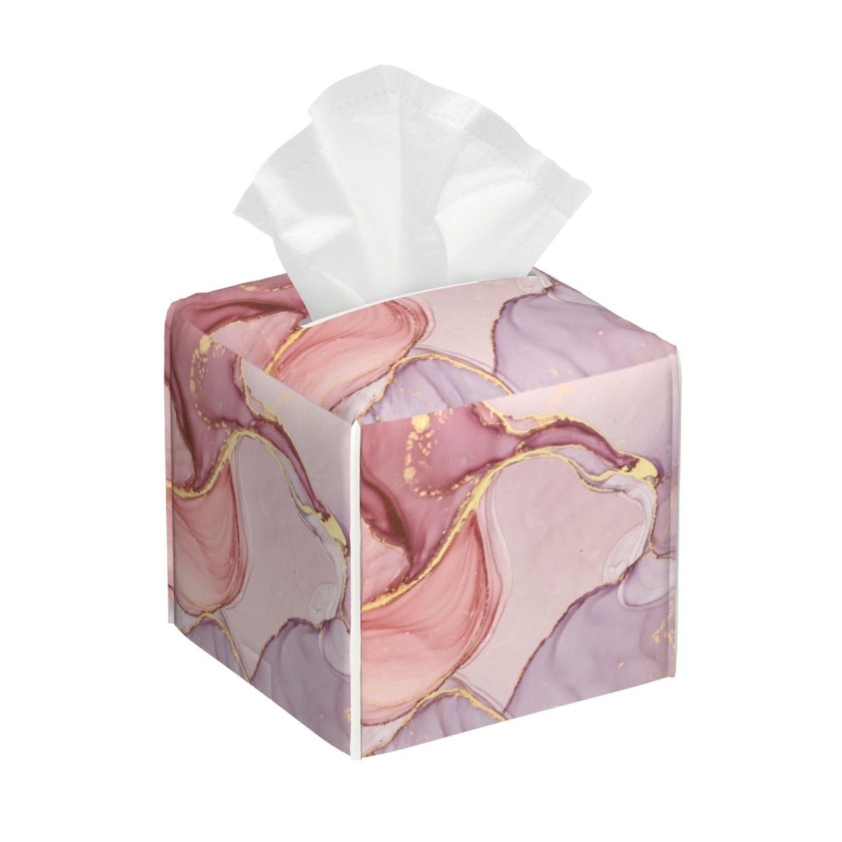 Eucalyptus Leaves and Flowers Tissue Box Cover Square,Watercolor Green Leaves Branches Tissue Box Holder Waterproof Leather Facial Paper Organizer Dispenser for Bathroom Home Car Nightstand Vanity