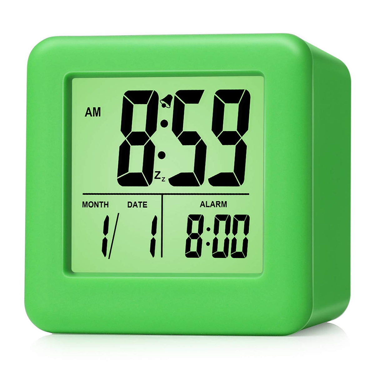 Plumeet Digital Alarm Clock Kids Clock with Snooze and White Nightlight - Easy Setting Travel Alarm Clocks Display Time, Date, Alarm - Ascending Sound - Battery Powered (Baby Blue)