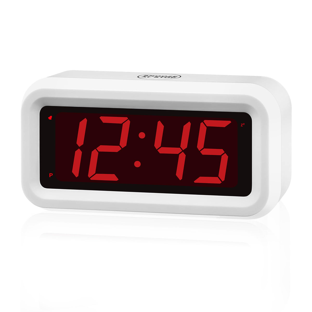 Alarm Clock,1.2'' LED,Cordless,Battery Powered,Snooze,Table-top/Wall-mount
