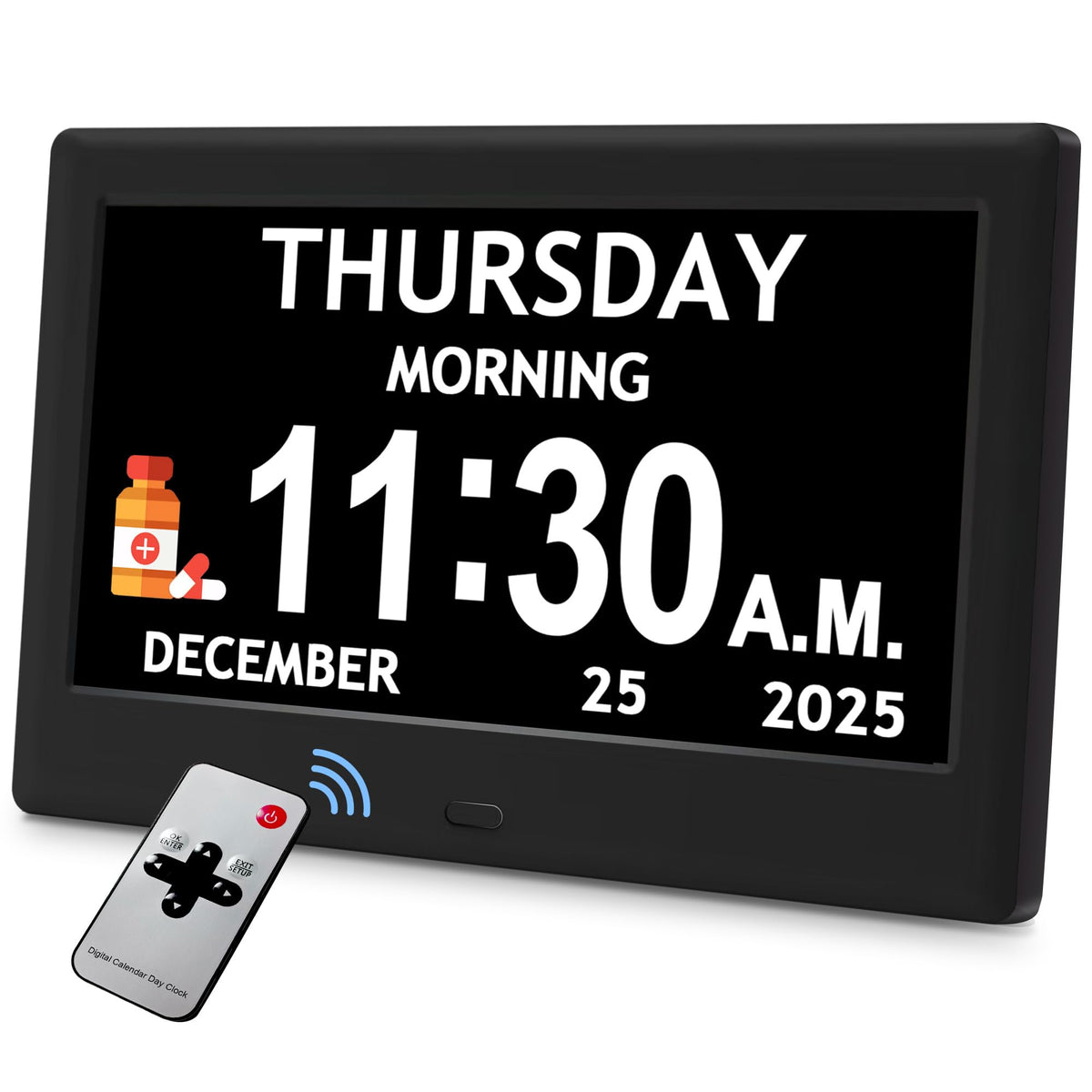 7'' Dementia Clocks for Seniors, Large Display Digital Clock with Date Time