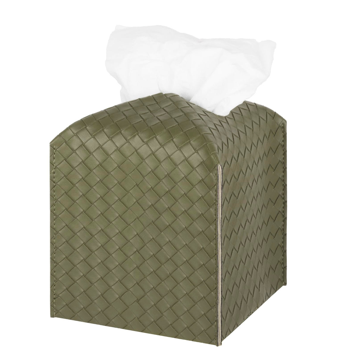 Tissue Box Cover PU Leather Tissue Holder Square Facial Tissue Case Facial Paper Organizer Dispenser for Bathroom, Vanity Countertop, Tabletop, Car, Rectangle, Griege
