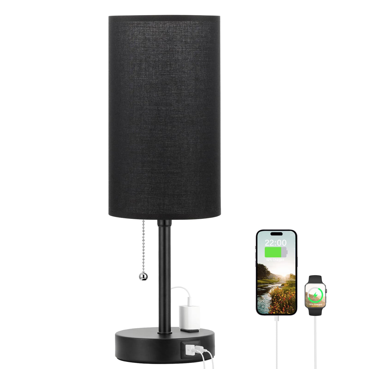 Dicoool Bedside Table Lamp for Bedroom - Small Desk Lamp with USB Ports