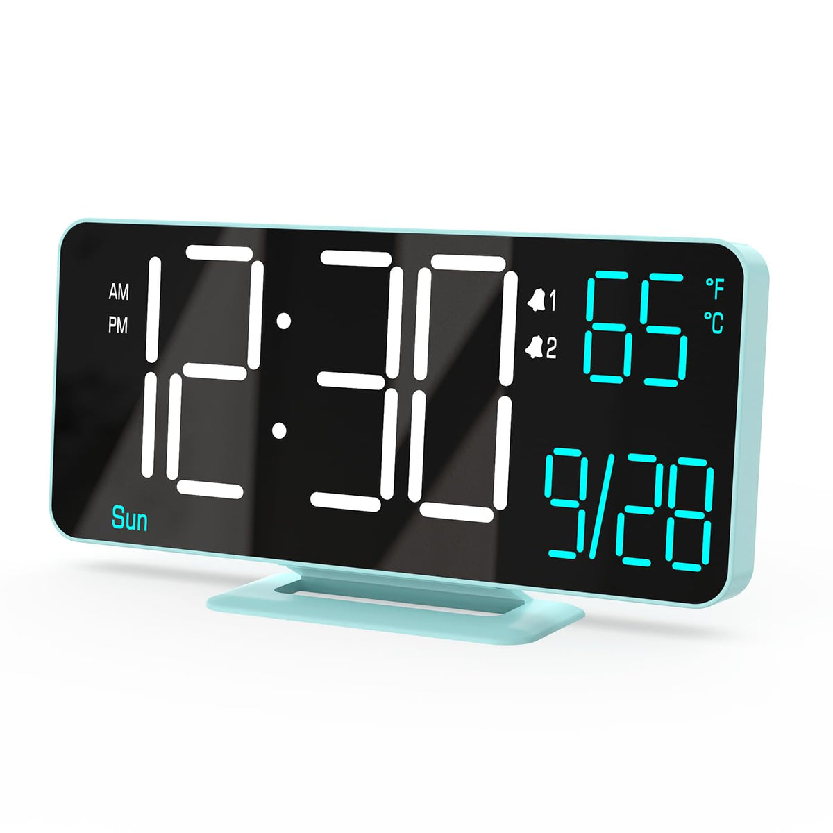 KOSUMOSU Digital Alarm Clock, 6.7in Digital Clock for Bedroom, Auto Dimming, Room Temperature, Day of The Week, Seconds, Date, Desk Clocks for Living Room, Alarm Clocks for Bedrooms