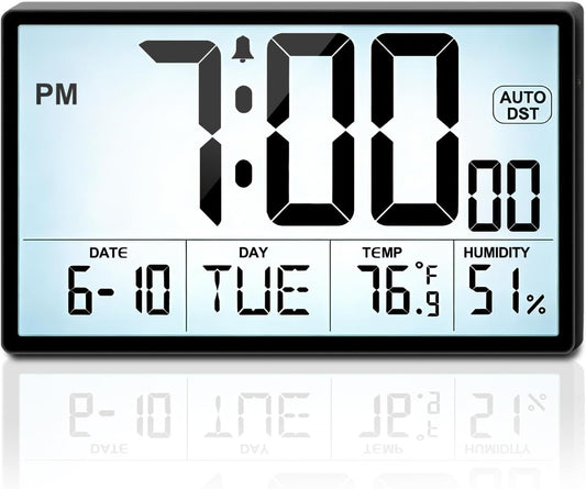 Adjustable Backlight 9'' Narrow Bezel Digital Wall Clock,Wall Mount/Desktop
