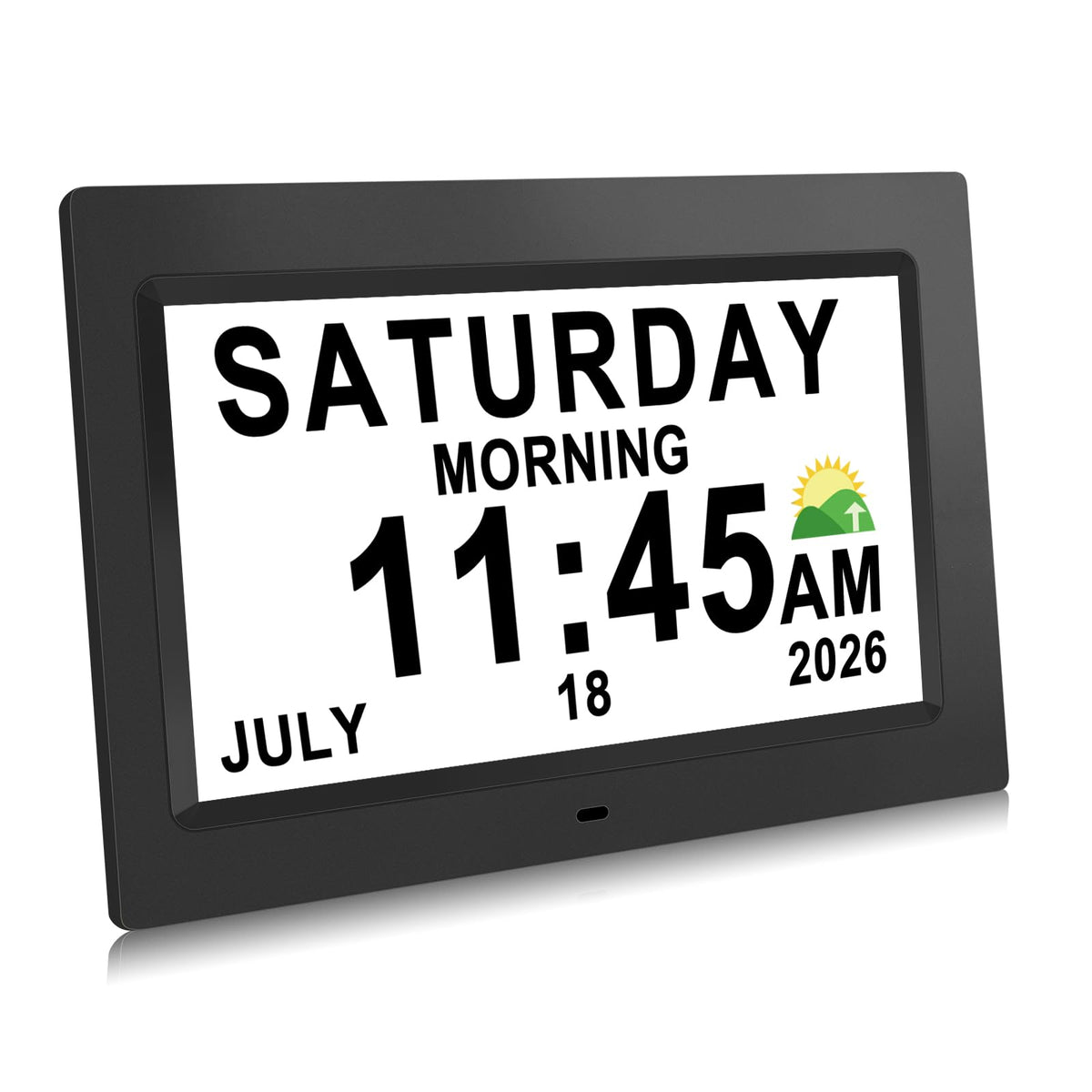 SSINI Digital Calendar Dementia Alarm Clock with Day and Date for Elderly - 15 Alarms 5 Colors Display Large Display Alzheimers Clock Large Digital Clock for Seniors (7in Black)