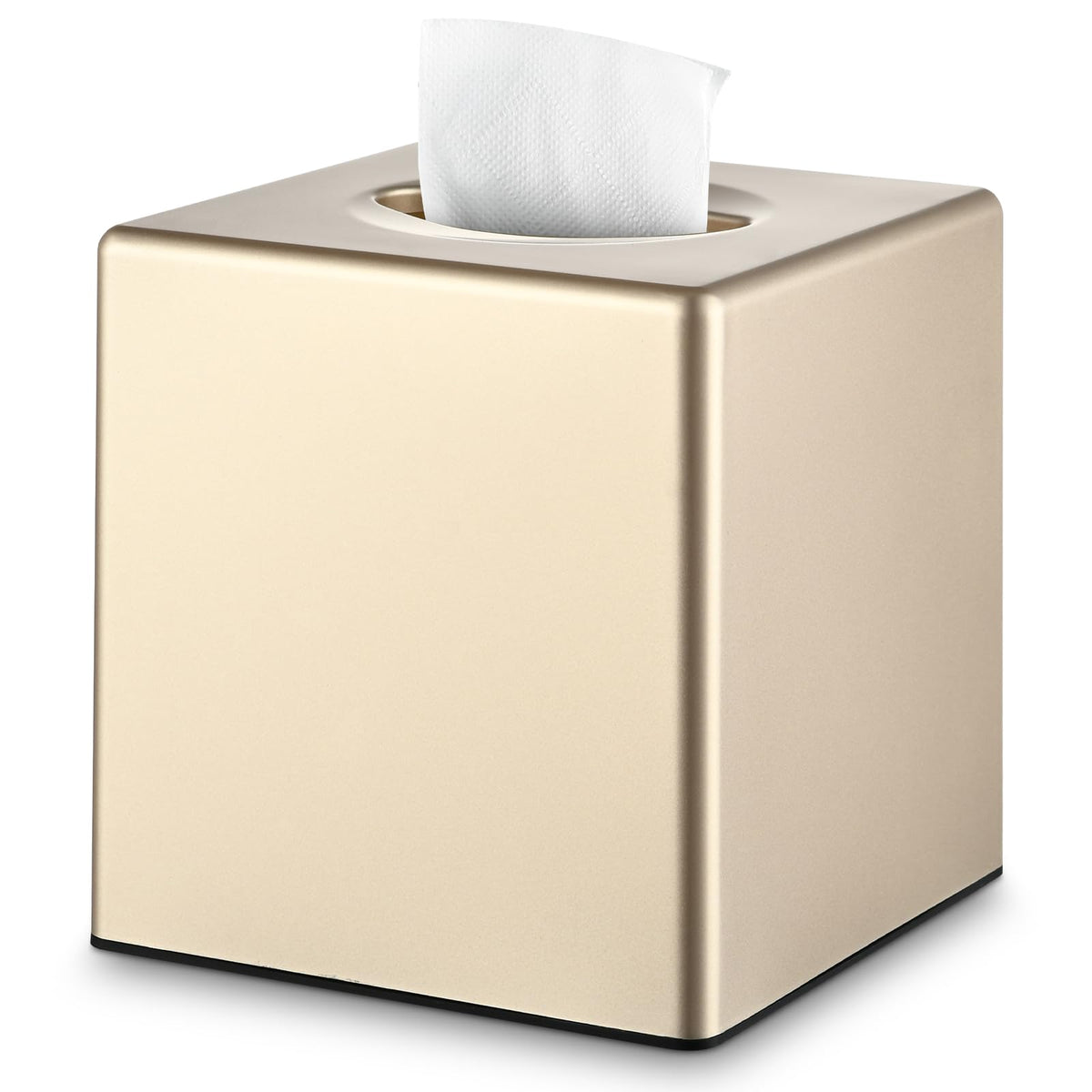 Y-in Hand Tissue Box Cover, Modern Decorative Square Facial Storage Tissue Box Holder, Home Accessories for Bathroom Vanity Countertops, Dressers, Night Stand, Parlors and Office - Matte Black