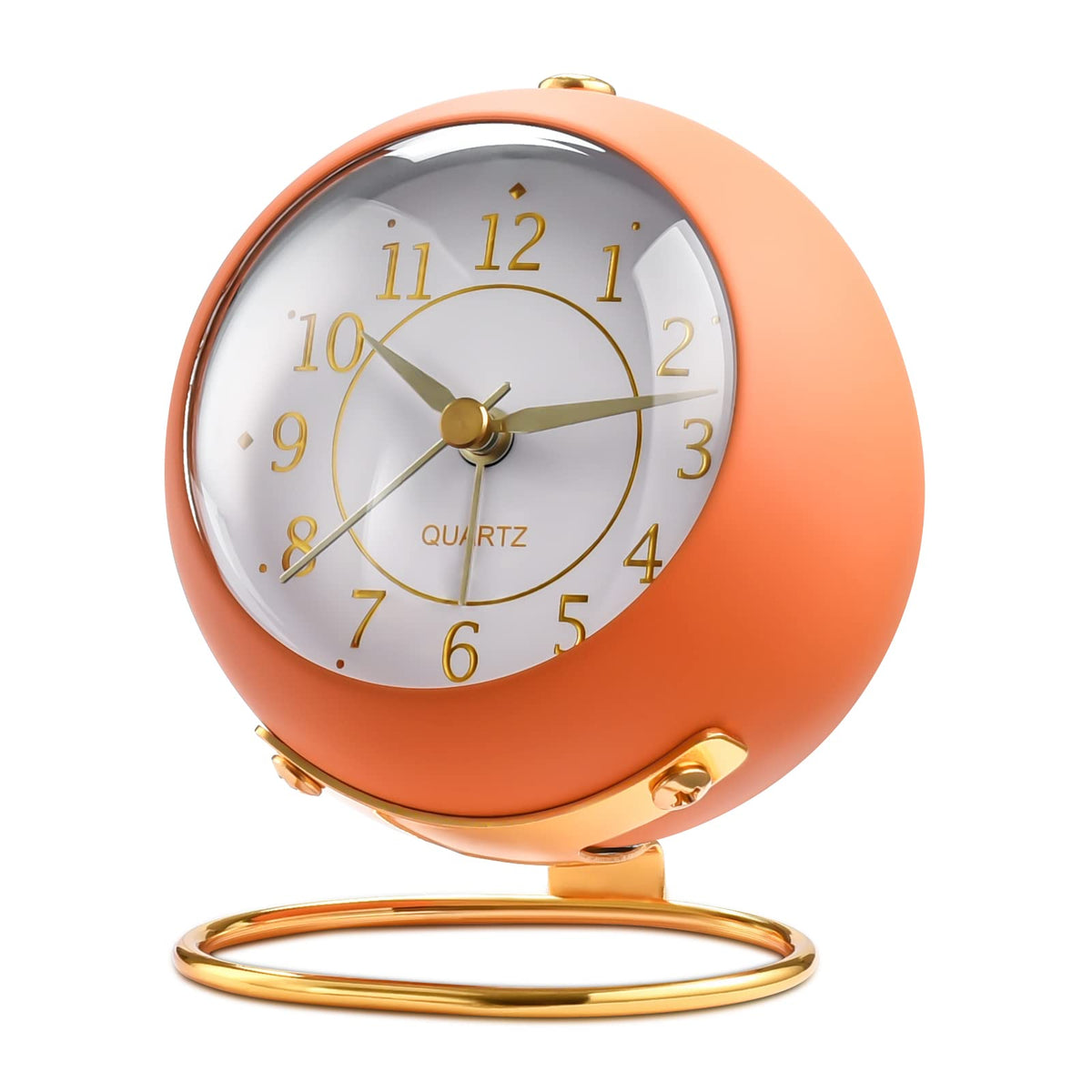 Tetino Analog Alarm Clocks,Retro Backlight Cute Simple Design Small Desk Clock with Night Light,Silent Non-Ticking,Battery Powered,for Decor,Bedrooms,Travel,Kitchen,Bedside Desktop.(White)