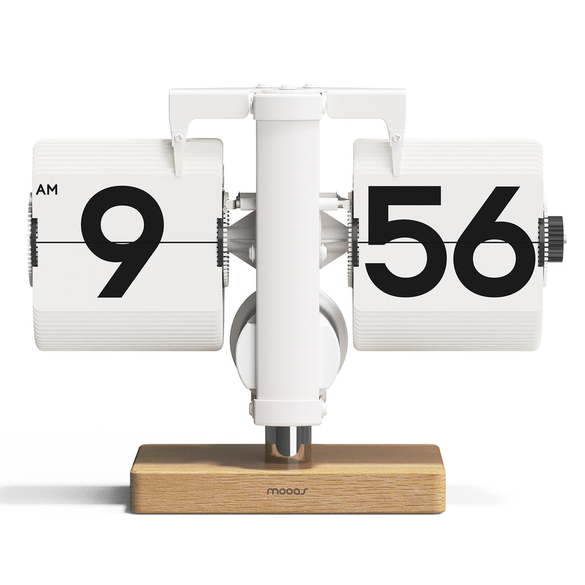 mooas Flip Desk Clock (Black), Retro Vintage Design Auto Flip Table Clock