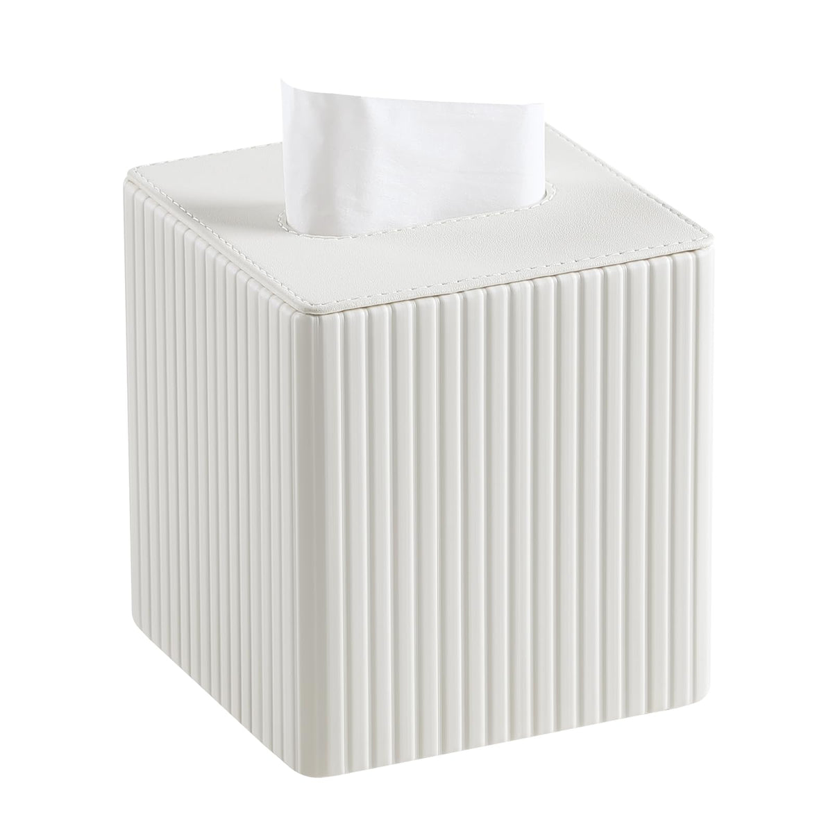 PU Leather Tissue Box Cover, Square Tissue Holder (Olive Green)