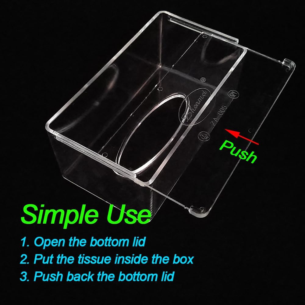 Square Clear Acrylic Tissue Box, Box Covers Rectangular, Bathroom Facial Napkin Box Holders, Table Clear Dryer Sheet Dispenser for Bathroom, Kitchen and Cars