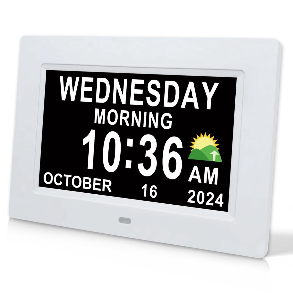 SSINI Digital Calendar Dementia Alarm Clock with Day and Date for Elderly - 15 Alarms 5 Colors Display Large Display Alzheimers Clock Large Digital Clock for Seniors (7in Black)