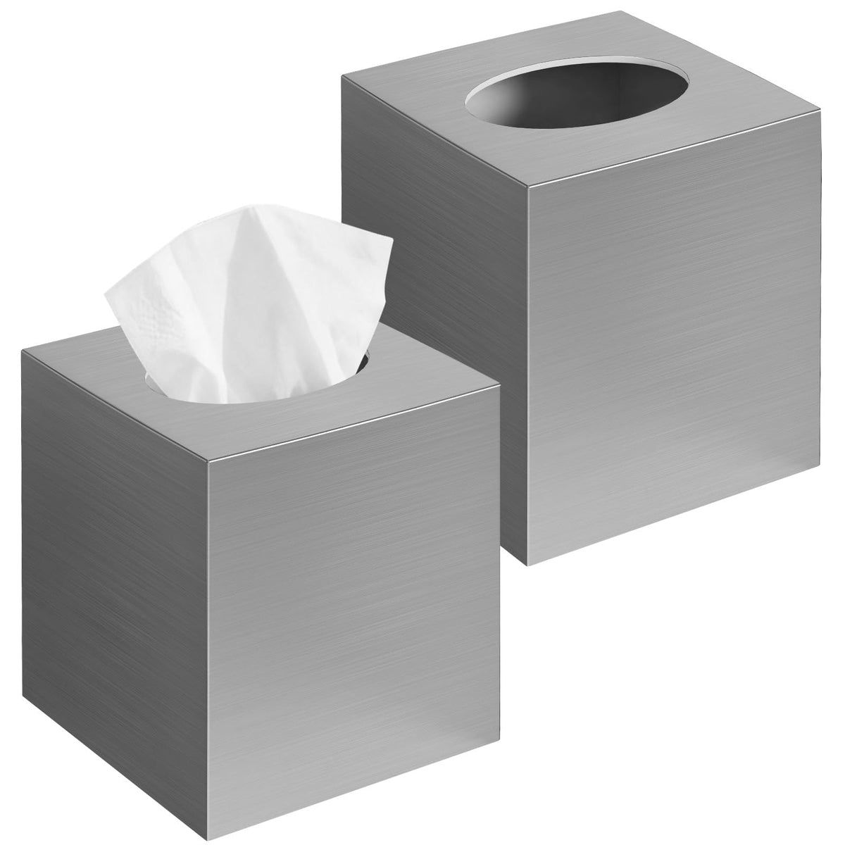 Tissue Box Cover, Square Plastic Tissue Holder with Non-Slip Base, Black