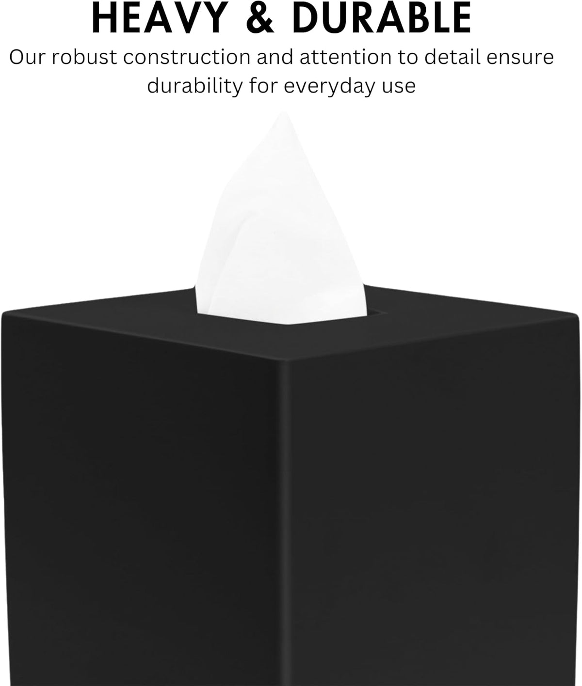 Yew Design Matte Black Square Tissue Box Cover