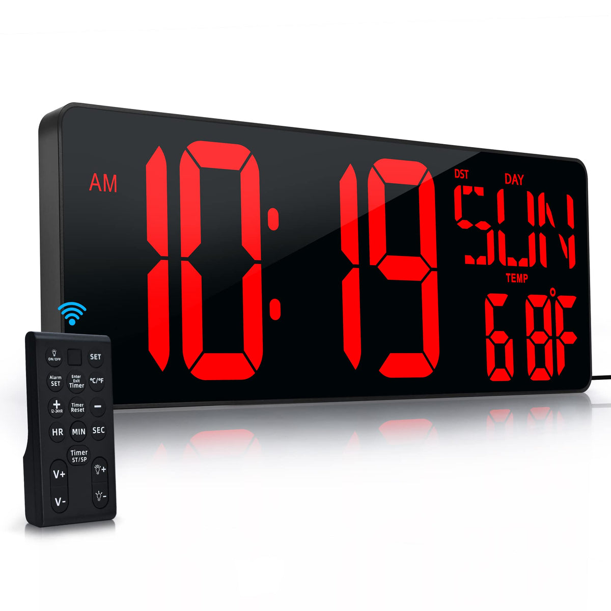 17.2"Large Digital Wall Clock Large Display with Remote Control 180°Visible
