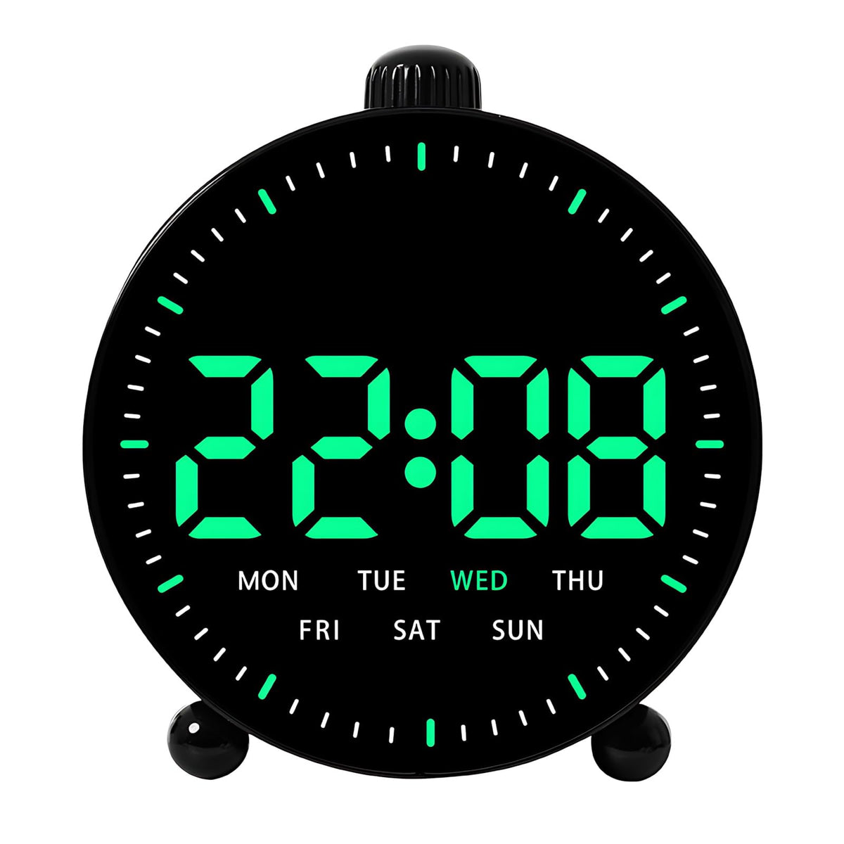 Maxspace 4.5inch Digital Alarm Clock with LED Display, Plug in or Battery Operated Silent No-Ticking Table Clock, Small Bedside Clock for Office/Mantle/Desktop (White - Blue Light)