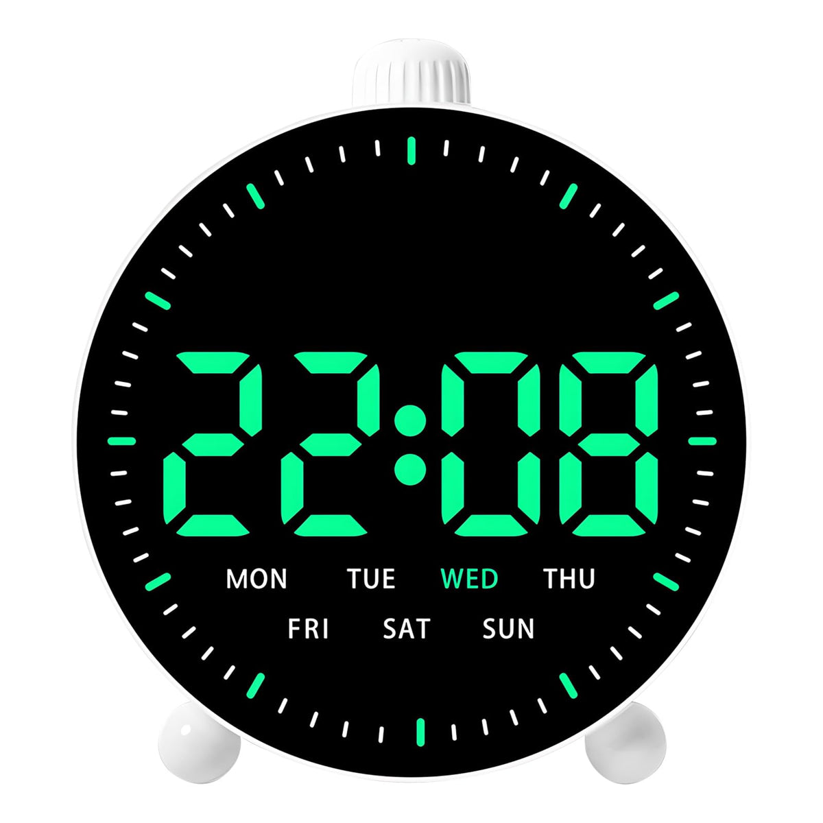 Maxspace 4.5inch Digital Alarm Clock with LED Display, Plug in or Battery Operated Silent No-Ticking Table Clock, Small Bedside Clock for Office/Mantle/Desktop (White - Blue Light)