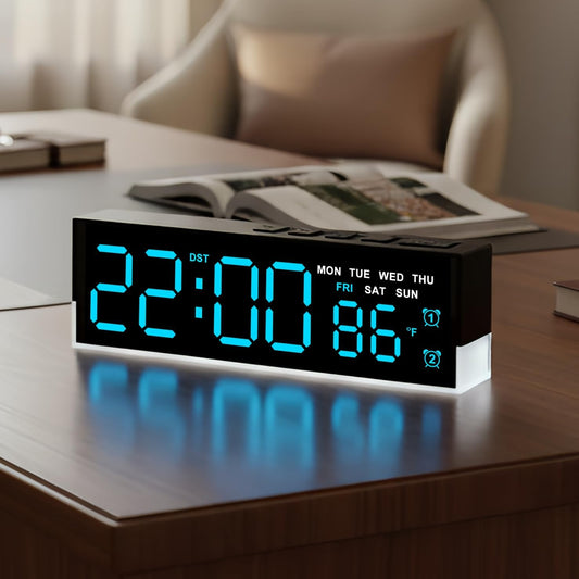 7 Inch LED Digital Alarm Clock with Dual Alarms&Soft Bottom Light,Blue