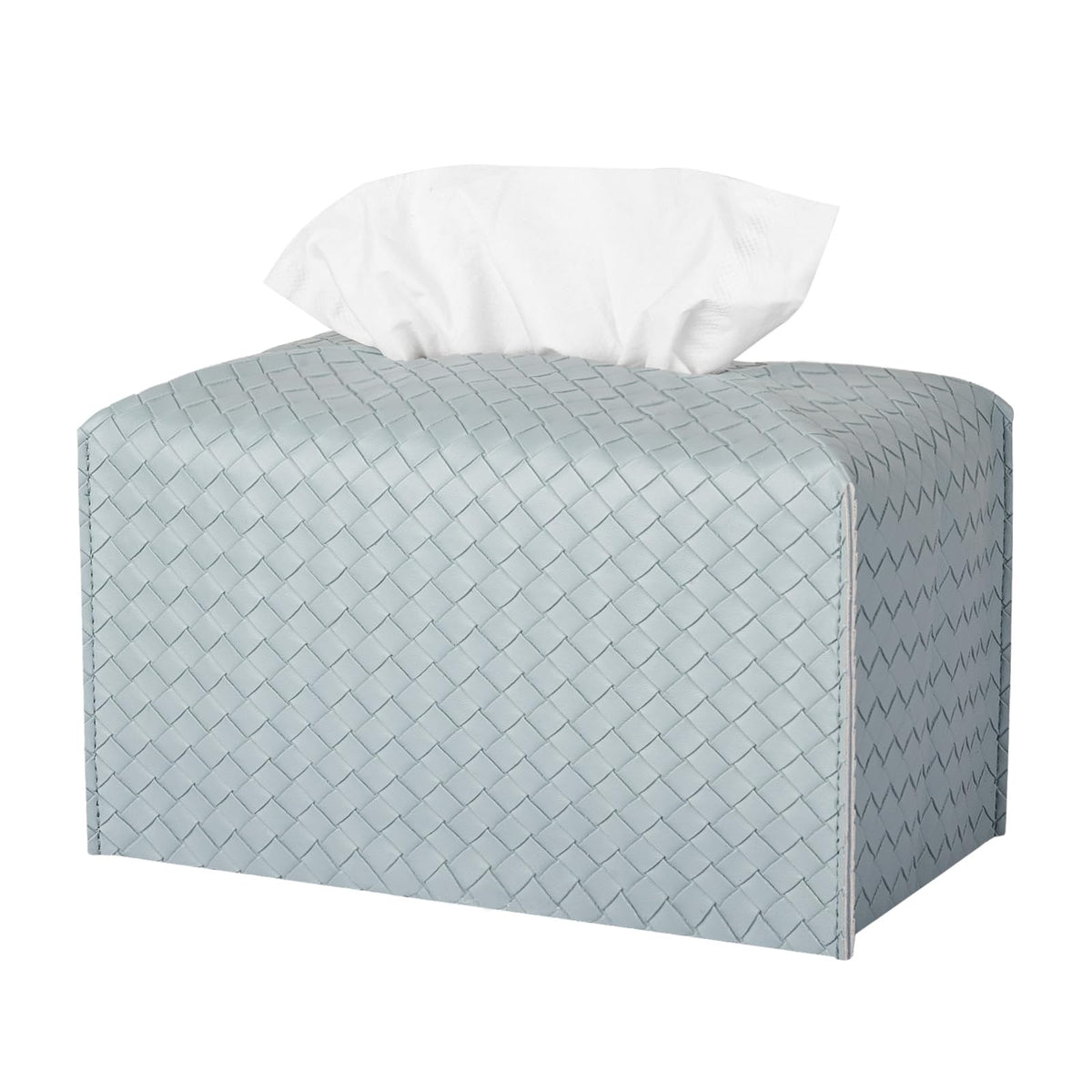 Tissue Box Cover PU Leather Tissue Holder Square Facial Tissue Case Facial Paper Organizer Dispenser for Bathroom, Vanity Countertop, Tabletop, Car, Rectangle, Griege