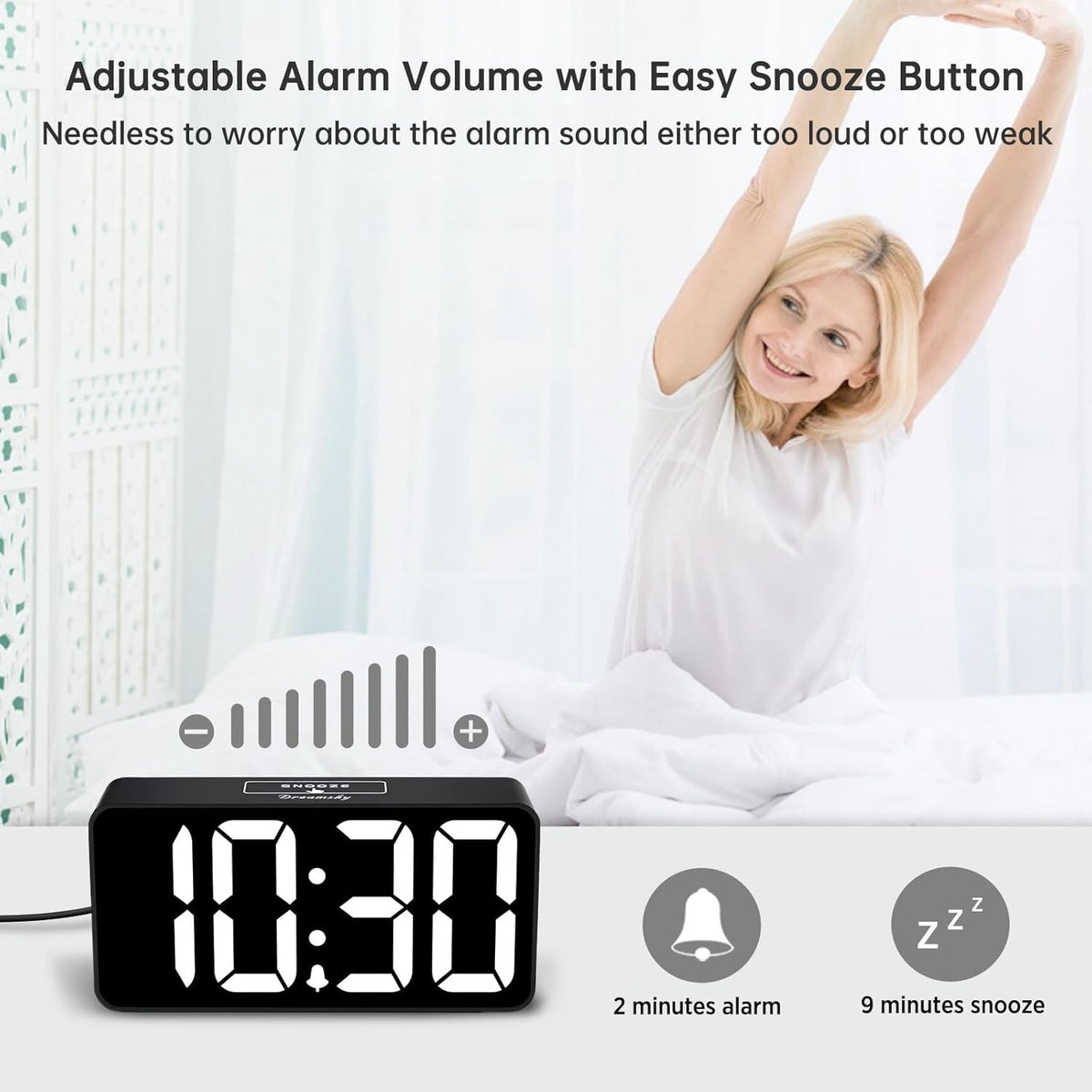 DreamSky Small Digital Alarm Clock for Bedroom, Large Big Numbers Display