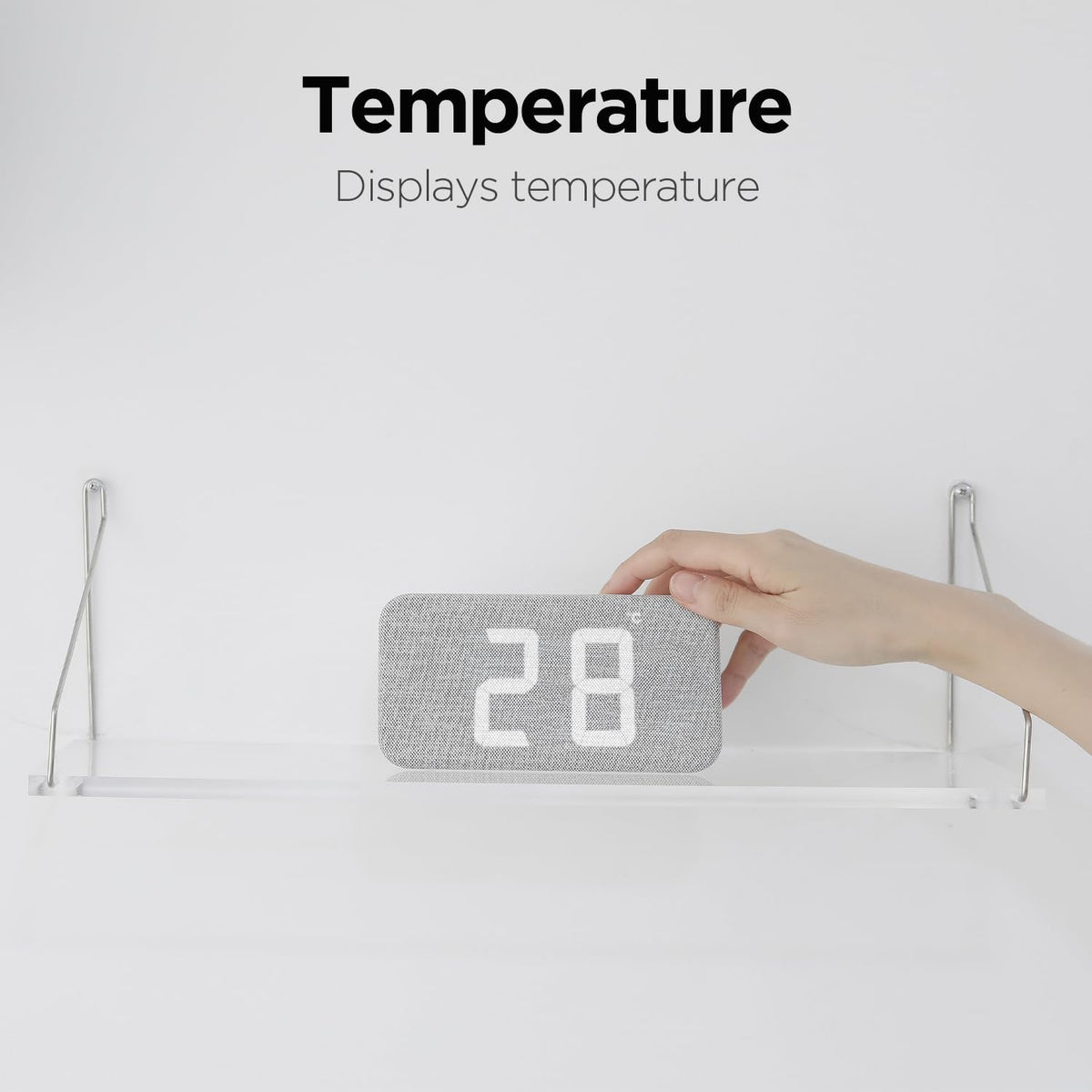 mooas Cosy Fabric LED Desk Clock, Digital Alarm Clock (Ash Pink)