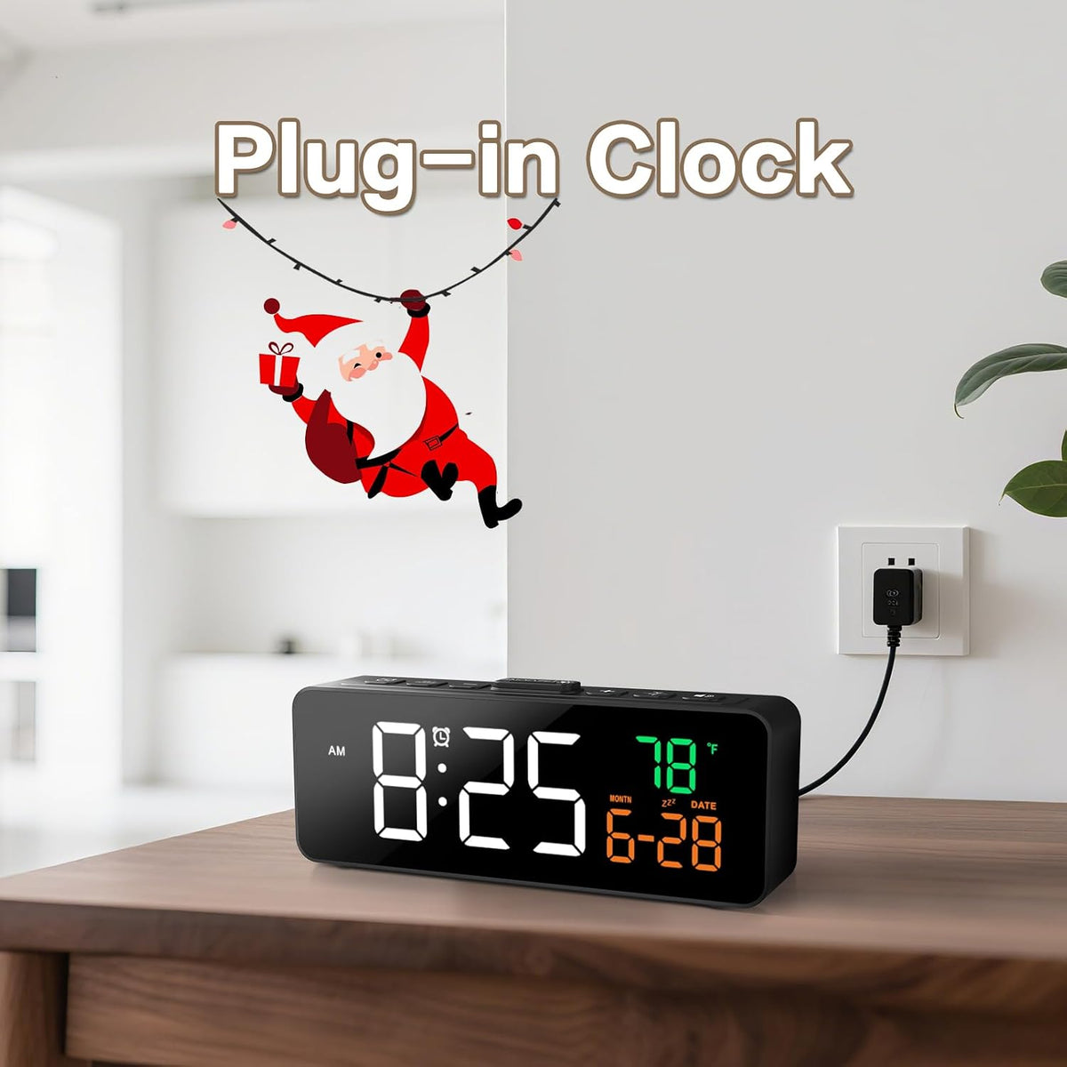 Netzu 3-in-1 Digital Clocks for Living Room, Small & Compact Alarm Clock