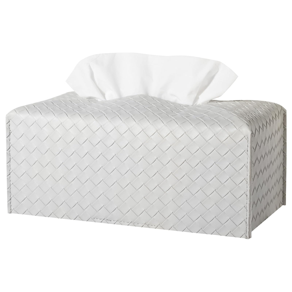 Tissue Box Cover PU Leather Tissue Holder Square Facial Tissue Case Facial Paper Organizer Dispenser for Bathroom, Vanity Countertop, Tabletop, Car, Rectangle, Griege