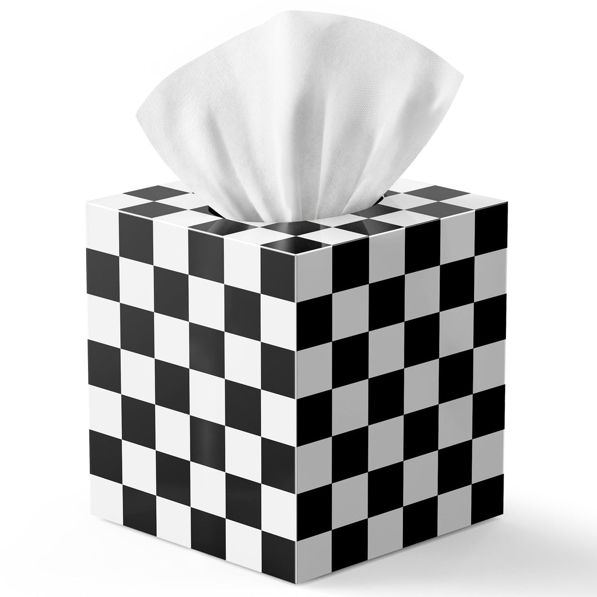 Tissue Box Cover, Square Plastic Tissue Holder with Non-Slip Base, Black