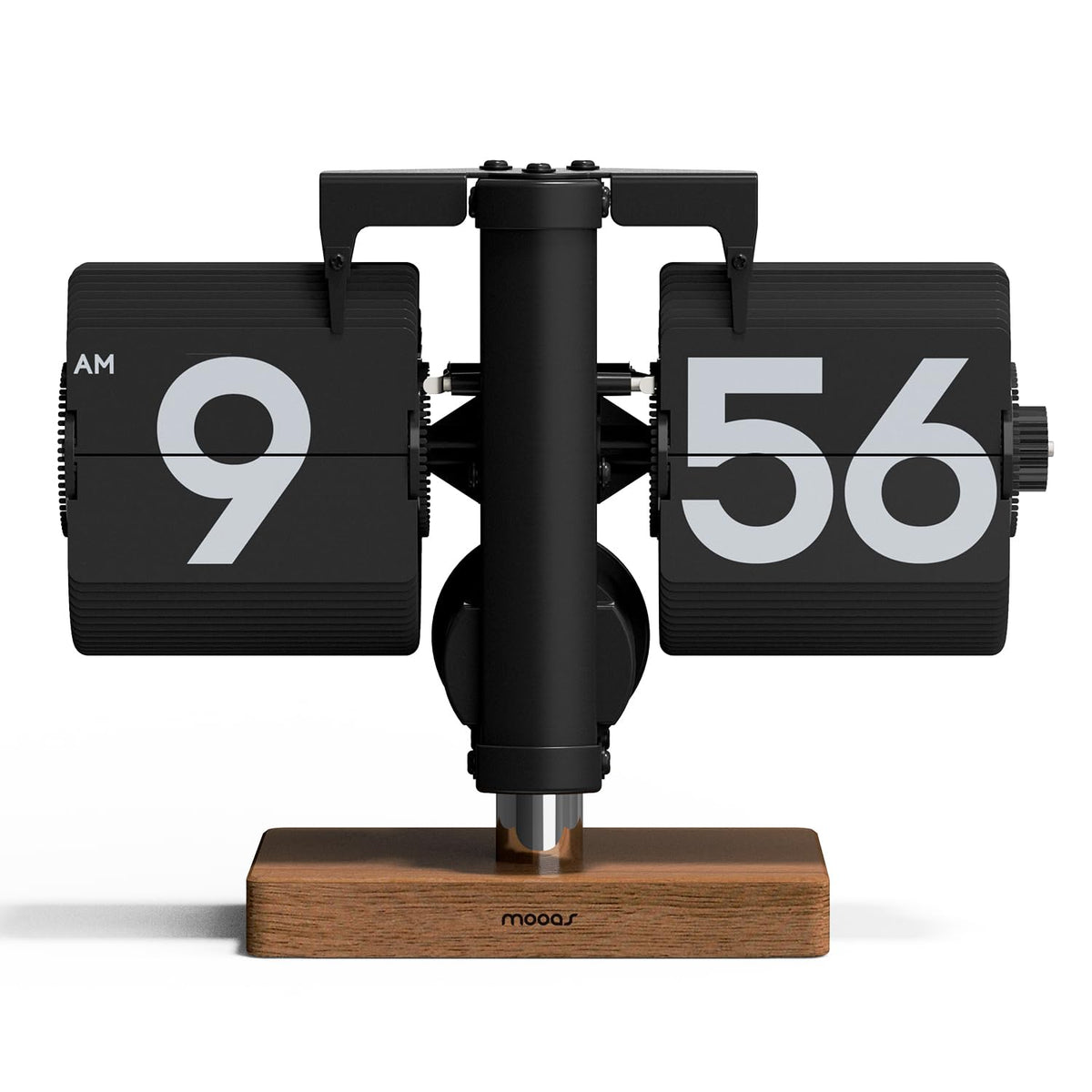 mooas Flip Desk Clock (Black), Retro Vintage Design Auto Flip Table Clock