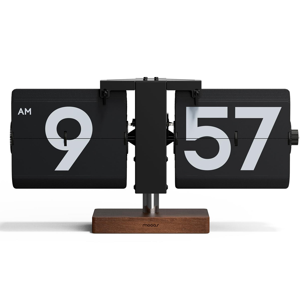 mooas Flip Desk Clock (Black), Retro Vintage Design Auto Flip Table Clock