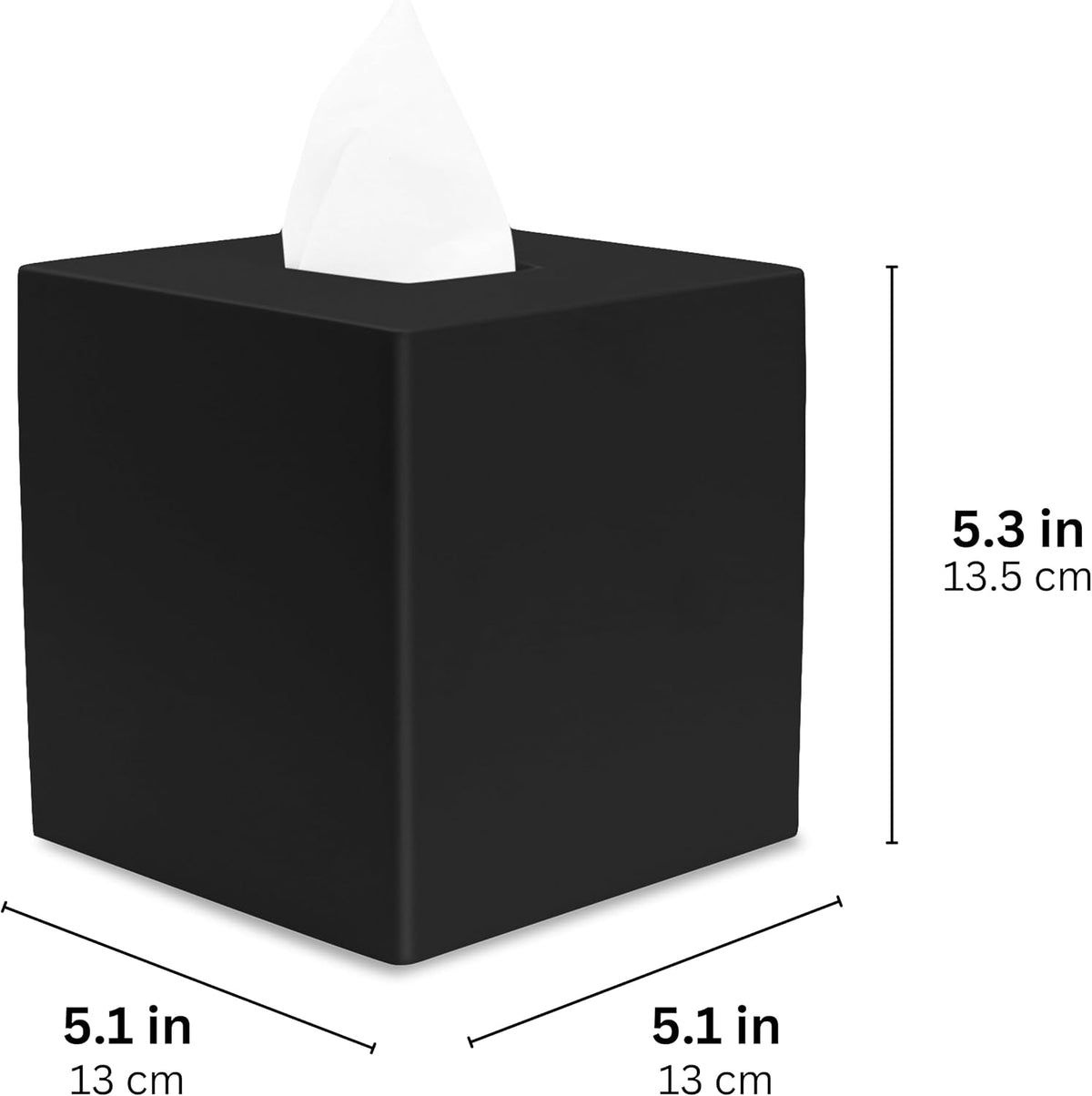 Yew Design Matte Black Square Tissue Box Cover