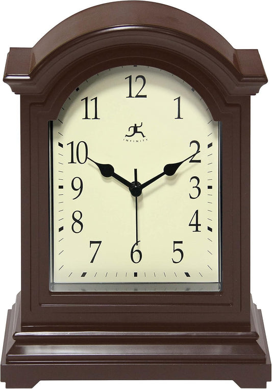 Infinity Instruments Brown Antique Grandfather Tabletop Clock 9 x 6 Mantle