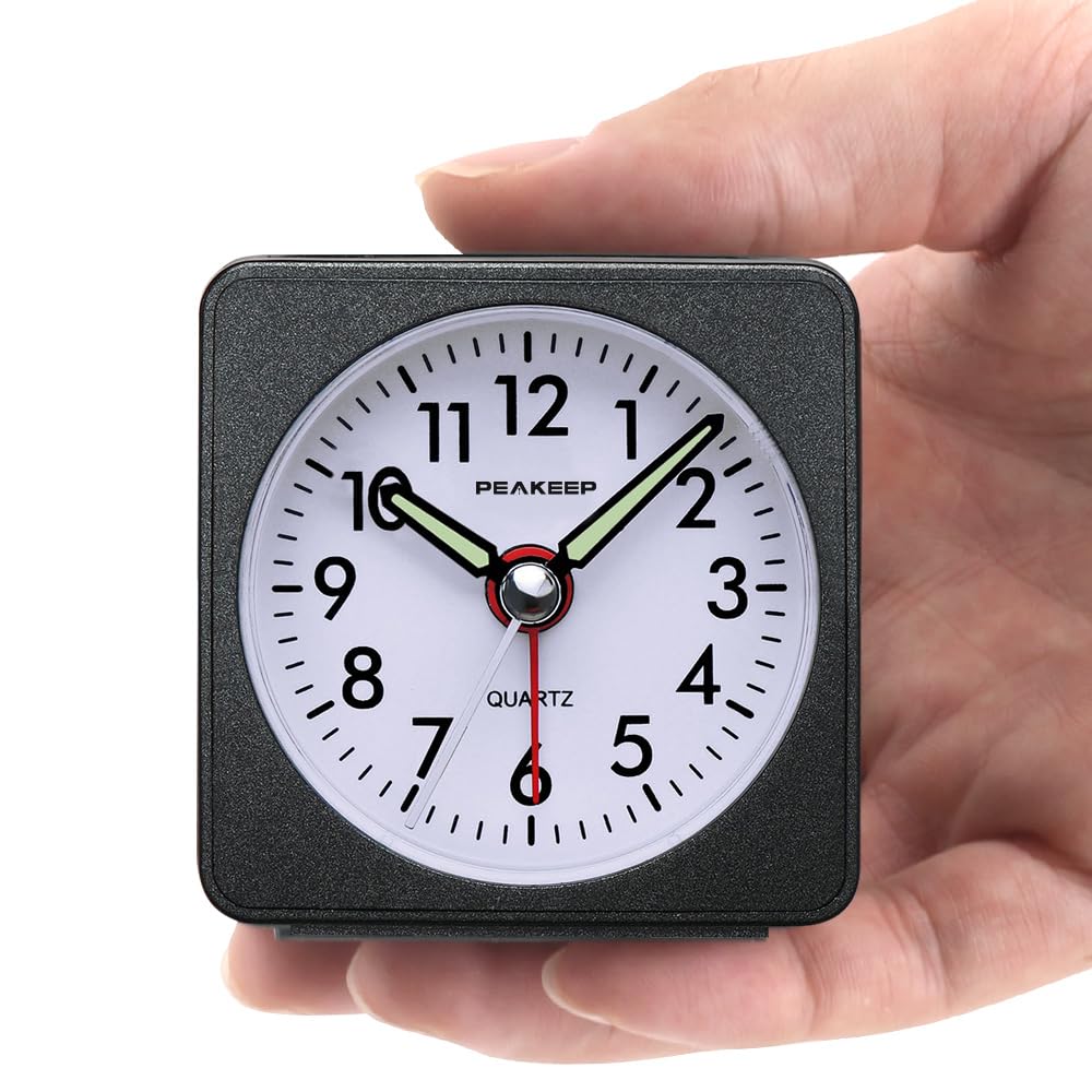 Peakeep Ultra Small, Battery Travel Alarm Clock with Snooze and Light