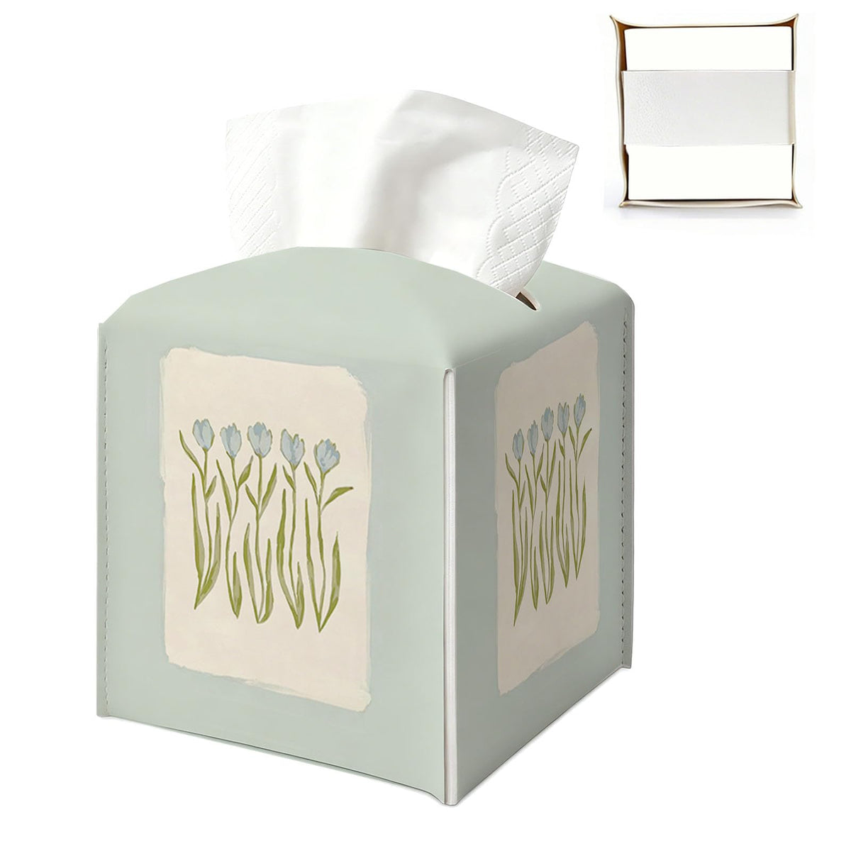 UTELKA Blue and White Hydrangea Square Tissue Box Cover 5.4x5.4x5.3 in