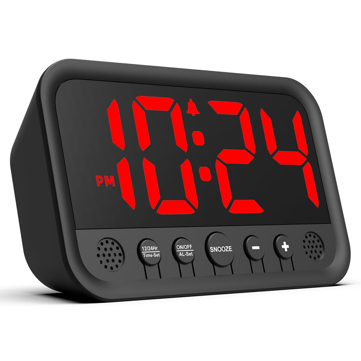 Small LED Digital Clock for Bedroom, Loud Alarm Clock for Heavy Sleepers Adults, Teens | Plug-In Electric Desk Clock | Simple Bedside Nightstand Clock with Adjustable Volume/Brightness/Snooze – Green