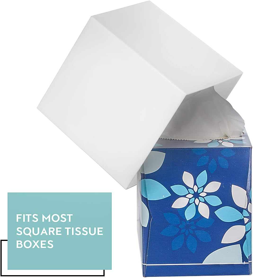 2 Pack White Tissue Box Cover – Square Tissue Box Holder for White Bathroom Accessories Countertop, Decorative Tissue Cover and Square Cube Holder for Modern Home, Office or Dresser Décor