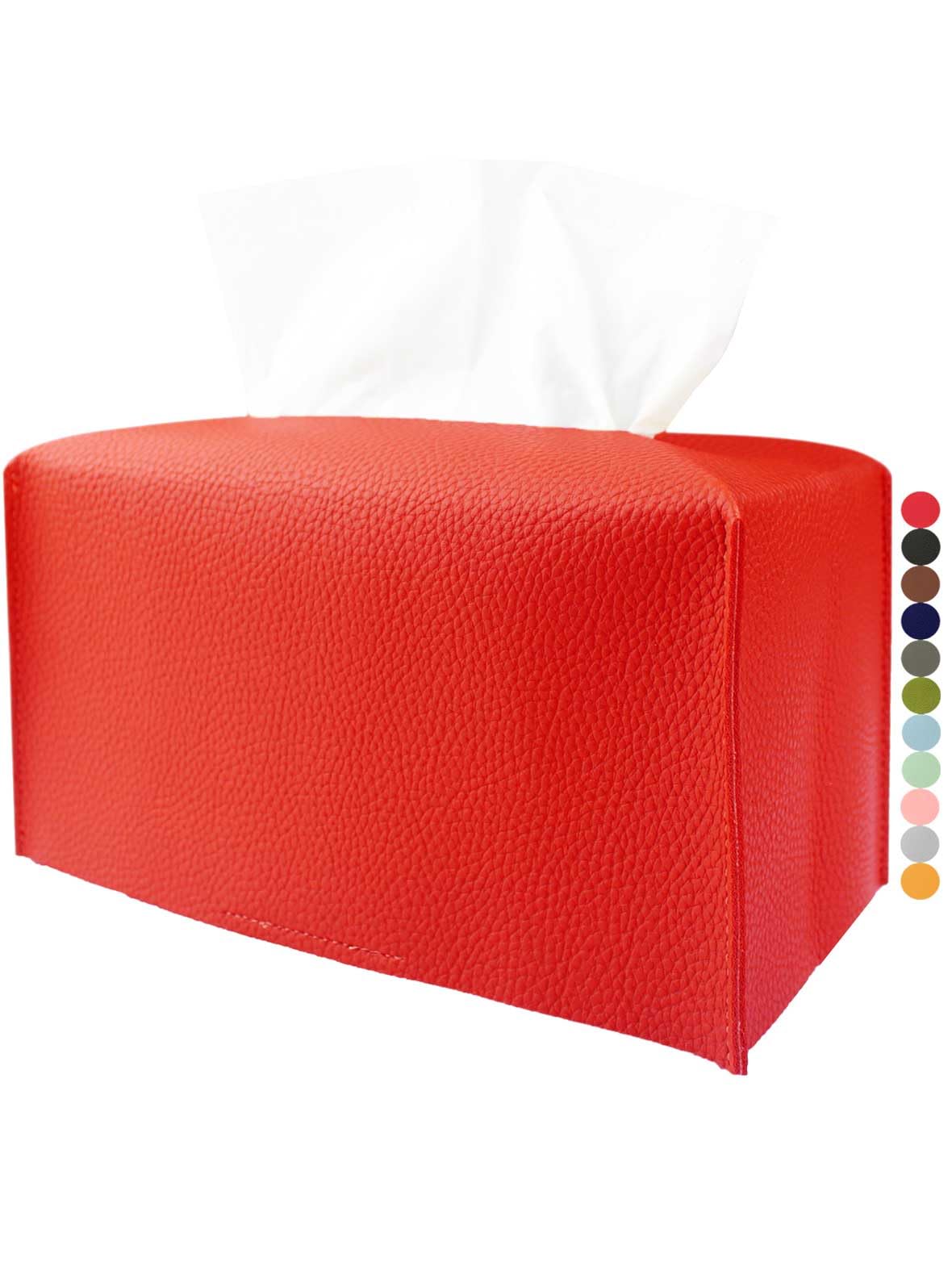 Extra Large Tissue Box Cover Rectangular – Plus Size Tissue Box Holder with Bottom Belt [JESMINI, White] Decorative Faux Leather Long Rectangle Tissue Holder for Bathroom/Home/Car/Office Decor